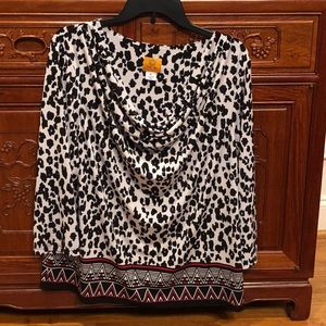 Black n White Animal Print Cowl Top